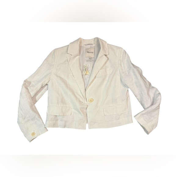 NWT Madewell The Sutter Crop Blazer in White Linen Size Small - Picture 4 of 10